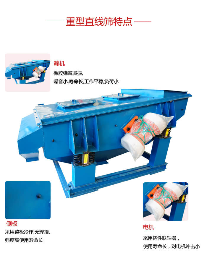 重型直線(xiàn)篩：篩機(jī)，側(cè)板，電機(jī)展示圖